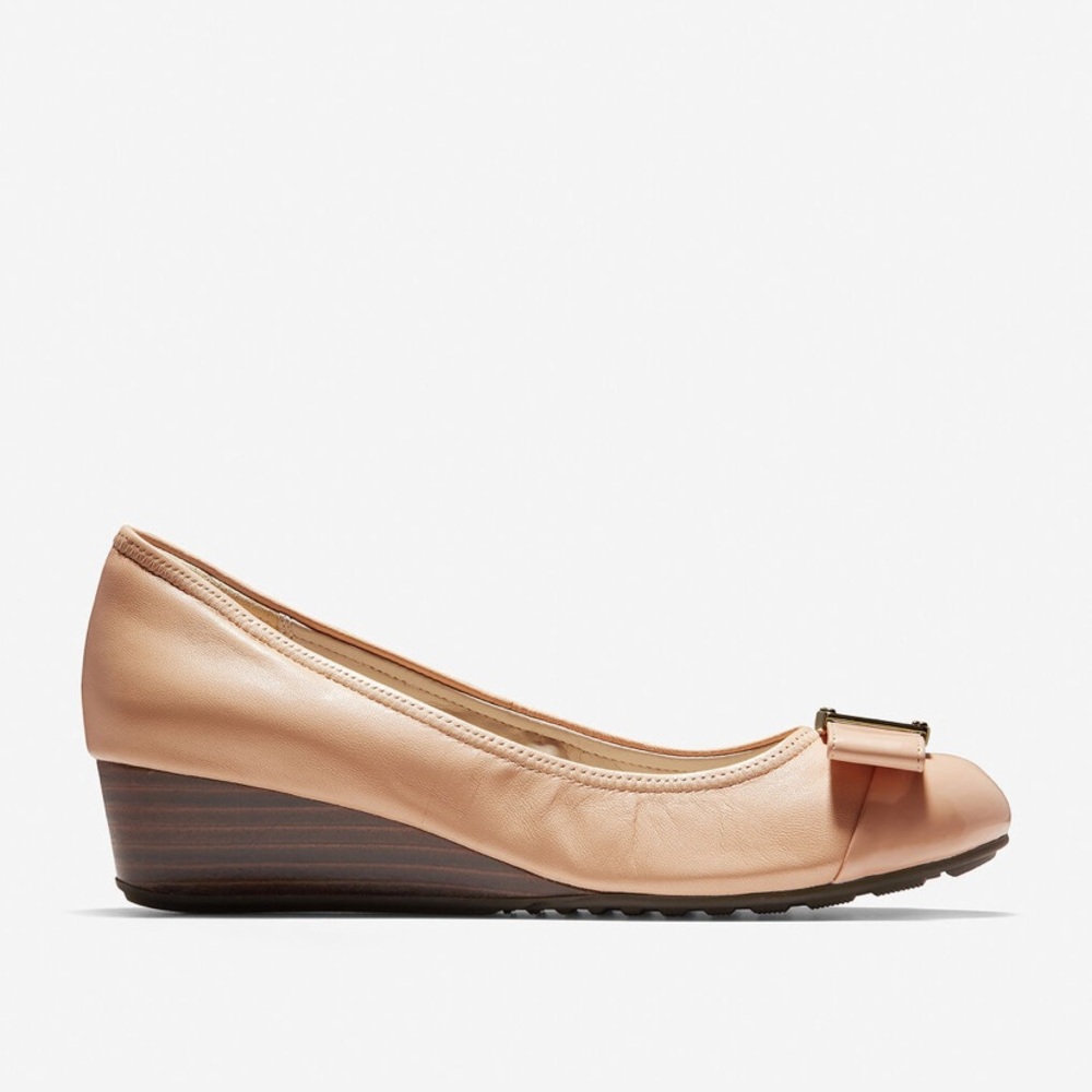 Cole Haan Emory Bow Leather Wedge Pump